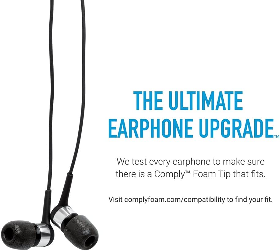 Comply Isolation Plus Noise Cancelling Memory Foam Earphone Tips Tx400 Black Large 3 Pairs